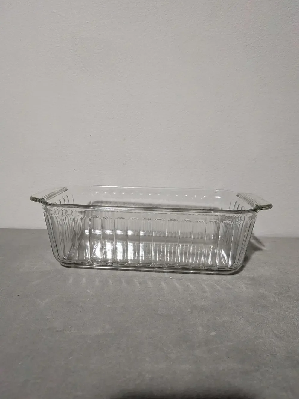 Pyrex Glass Ribbed Baking Dish Loaf Pan Meatloaf Bread EUC #213-S Bakeware